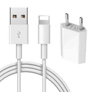 Kit USB Charge Cable + EU Plug USB Charger For iPhone 5 5S 6 6S 7 8 Plus X XS Max XR US Plug Wall Charger Cables for iPad mini 2