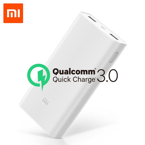 Original 20000mAh Xiaomi Power Bank 2C 2-way Quick Charging QC3.0 Mi Powerbanks Dual USB Ports External Battery for Smart Device