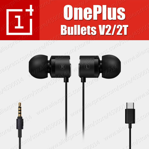 BE02B Original OnePlus Bullets V2 3.5mm 2T Type-C Bullets Earphones Headsets With Remote Mic for Oneplus 6T 6 5T 5 Mobile Phone