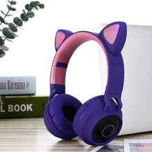 Load image into Gallery viewer, New Arrival LED Cat Ear Noise Cancelling Headphones Bluetooth 5.0 Young People Kids Headset Support TF Card 3.5mm Plug With Mic