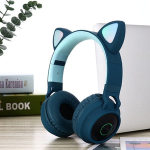 New Arrival LED Cat Ear Noise Cancelling Headphones Bluetooth 5.0 Young People Kids Headset Support TF Card 3.5mm Plug With Mic