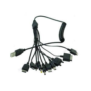 Multi-Function Charger Cable 10 in 1 Universal Micro Mini USB Cables Multi Jack Charger Cable Spring Line Bundles