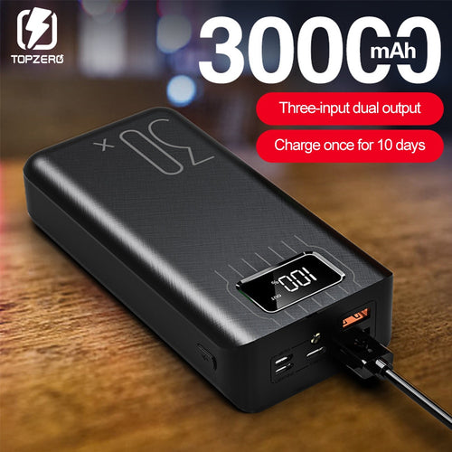 Power Bank 30000mAh TypeC Micro USB QC Fast Charging Powerbank LED Display Portable External Battery Charger For phone tablet