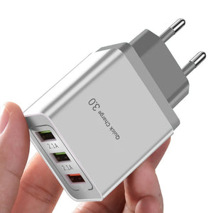 ROCK Quick Charging QC 3.0 Smart Fast 3 USB Wall Charger For Xiaomi Samsung Huawei Quick Charge Charging Adapter Mobile Phone