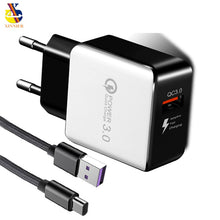 Load image into Gallery viewer, QC3.0 USB Charger EU Plug 18W Quick Charge Universal Fast Adapter Wall Mobile Phone Charger for samsung S 9 8 xiaomi mi 5 6 mix2