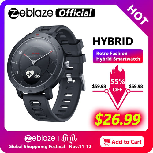 NEW Zeblaze Hybrid Smartwatch Heart Rate Blood Pressure Monitor Smart Watch Exercise Tracking Sleep Tracking Smart Notifications