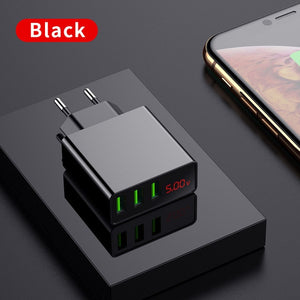 LED Display EU US 3 Port USB Charger 3A Mobile Phone USB Charger Fast Charging Wall Charger For iPhone 6 Samsung Xiaomi LG