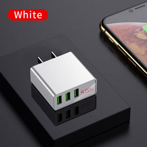 LED Display EU US 3 Port USB Charger 3A Mobile Phone USB Charger Fast Charging Wall Charger For iPhone 6 Samsung Xiaomi LG