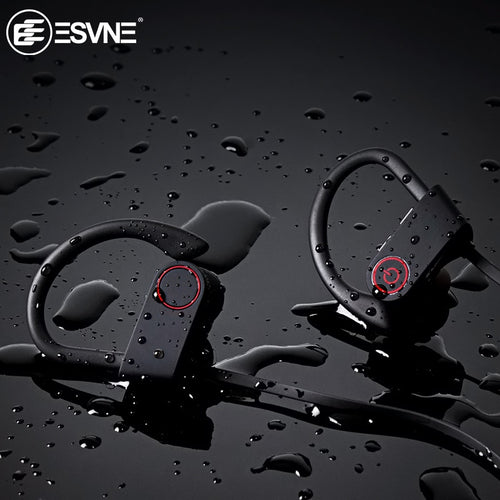 ESVNE IPX7 Waterproof 5.0 Bluetooth earphone Noise Cancelling HiFi Stereo Wireless headphones Sports Headset Earbuds for Phone